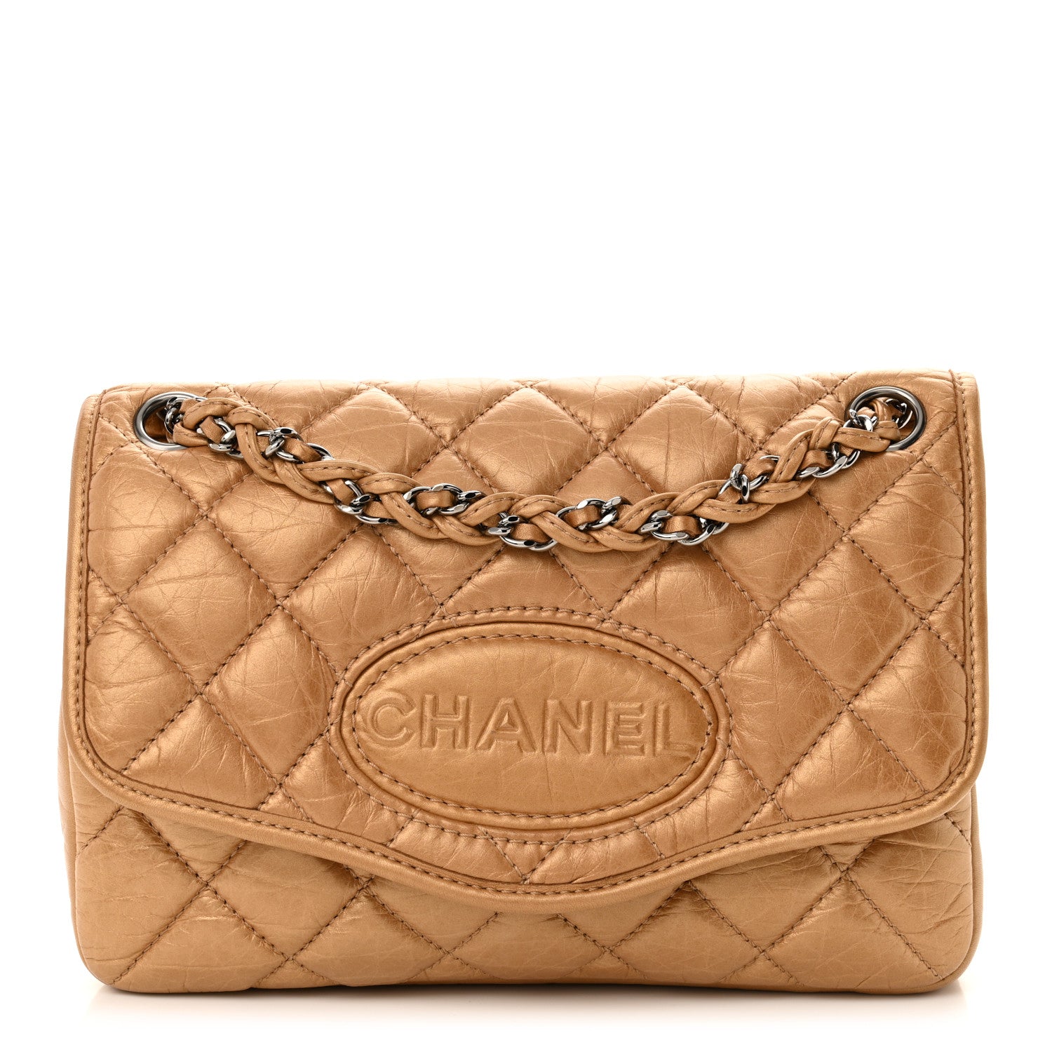 Chanel Aged Calfskin Vintage Ligne Flap Gold 1 of 10