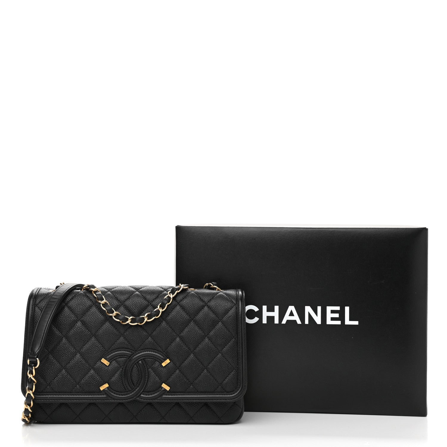 Chanel Caviar Quilted Medium CC Filigree Flap Black 11 of 12