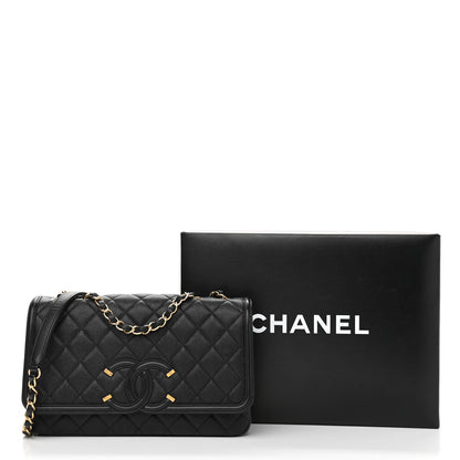 Chanel Caviar Quilted Medium CC Filigree Flap Black 11 of 12