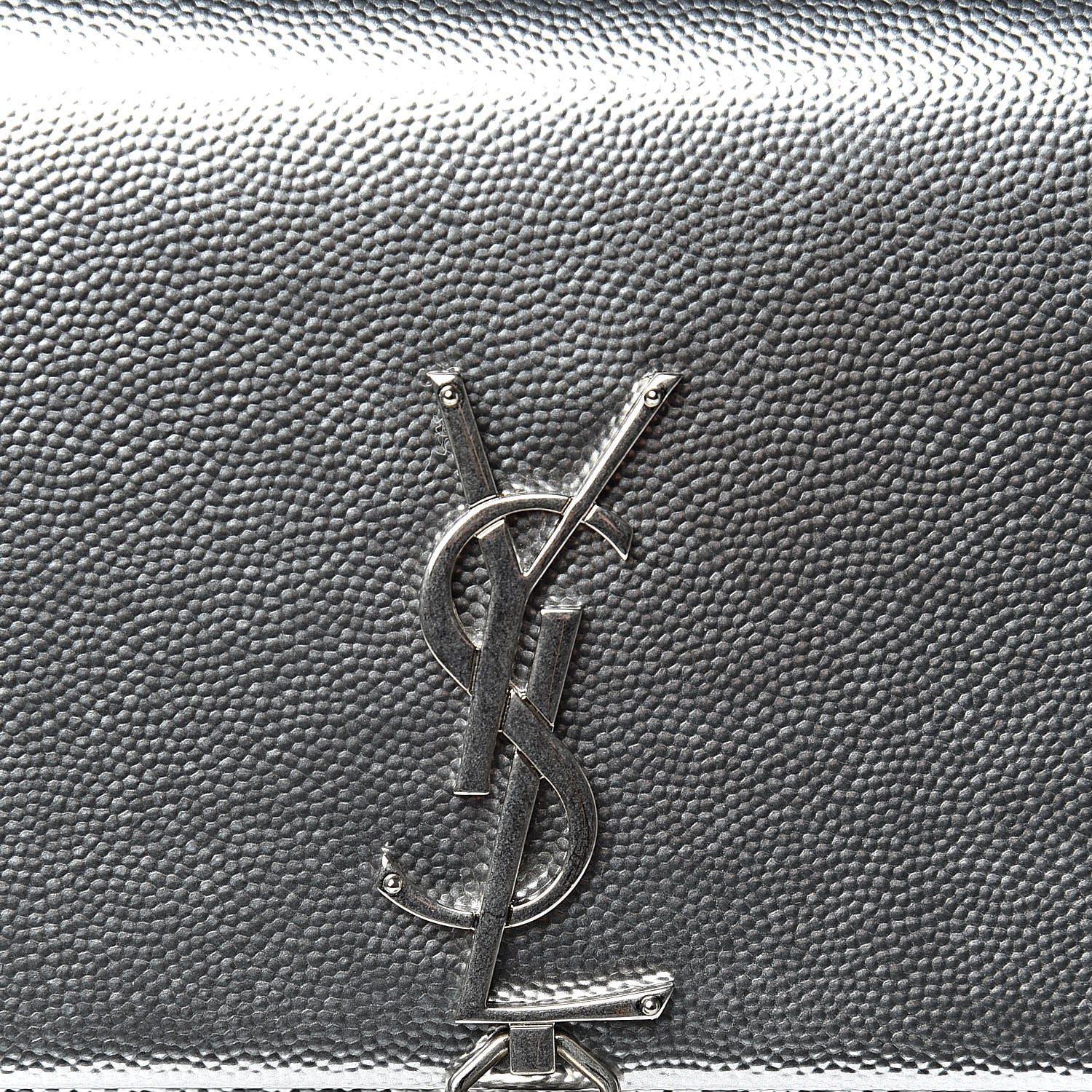 Saint Laurent Metallic Grain De Poudre Kate Monogram Tassel Chain Wallet Silver 10 of 10