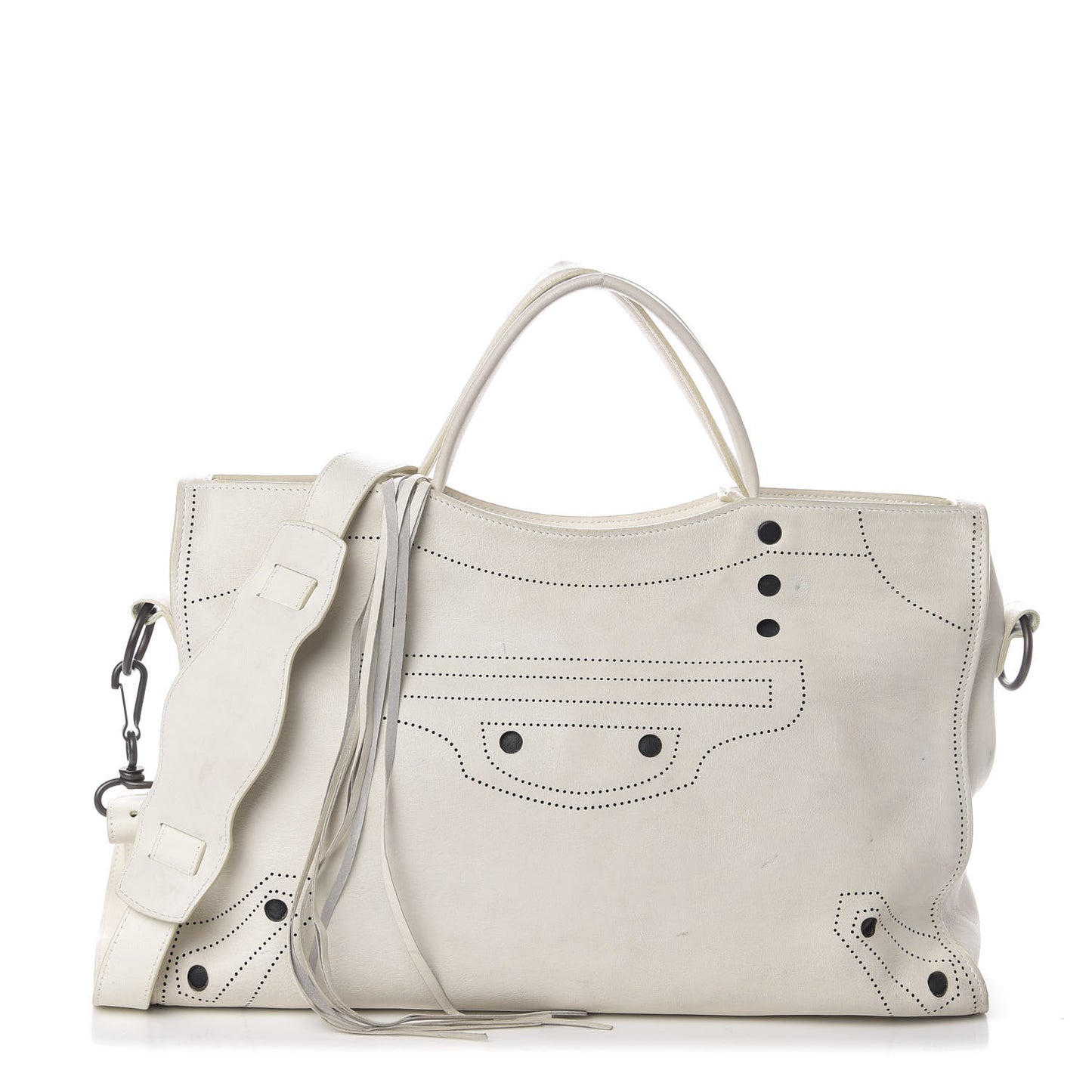 Veau Soyeux Bi-Color Perforated Blackout Hardware City White Black