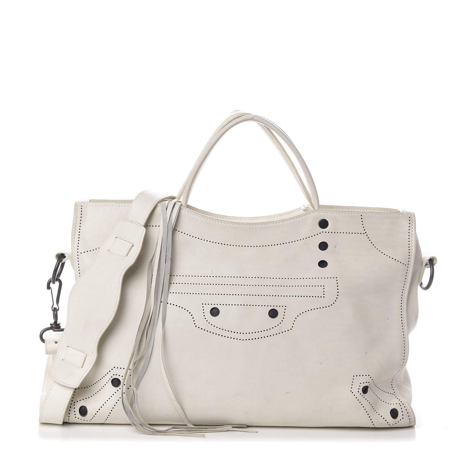 Balenciaga Veau Soyeux Bi-Color Perforated Blackout Hardware City White Black 1 of 10