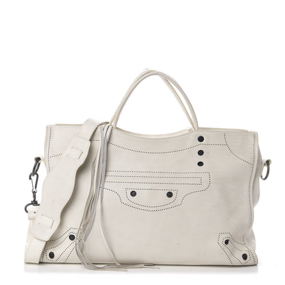 Balenciaga Veau Soyeux Bi-Color Perforated Blackout Hardware City White Black 1 of 10