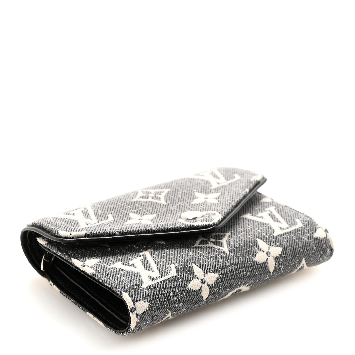 Denim Monogram Jacquard Victorine Wallet Grey