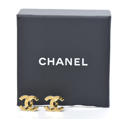 Chanel Metal CC Paris Button Stud Earrings Gold 5 of 5