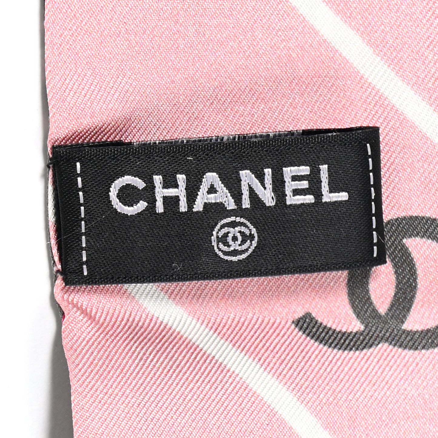 Silk Twill Slim Bandeau Scarf Pink Grey Light Pink