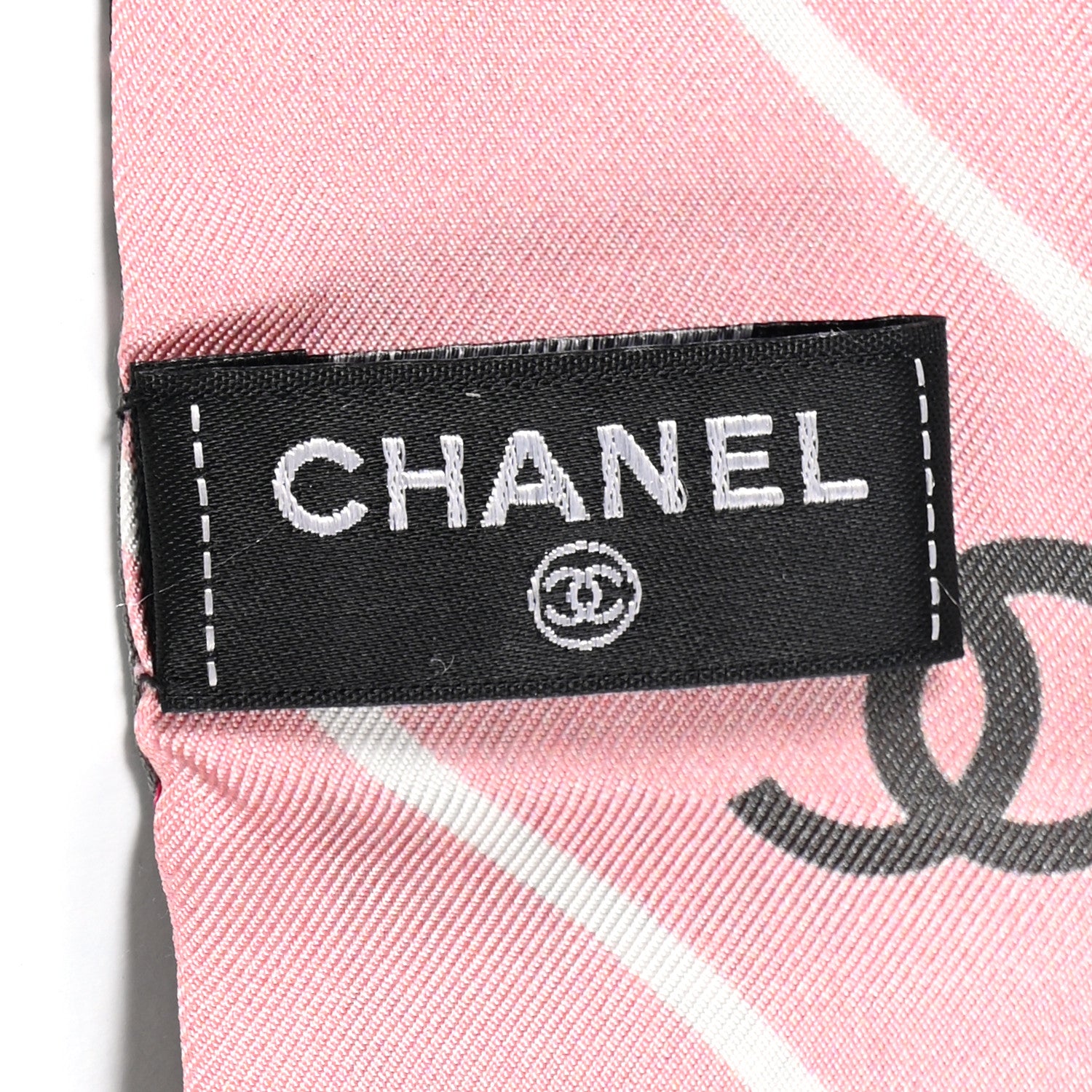 Chanel Silk Twill Slim Bandeau Scarf Pink Grey Light Pink 3 of 8