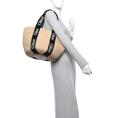 Chloe X MIFUKO Raffia Large Woody Basket Bag Black Beige 2 of 9
