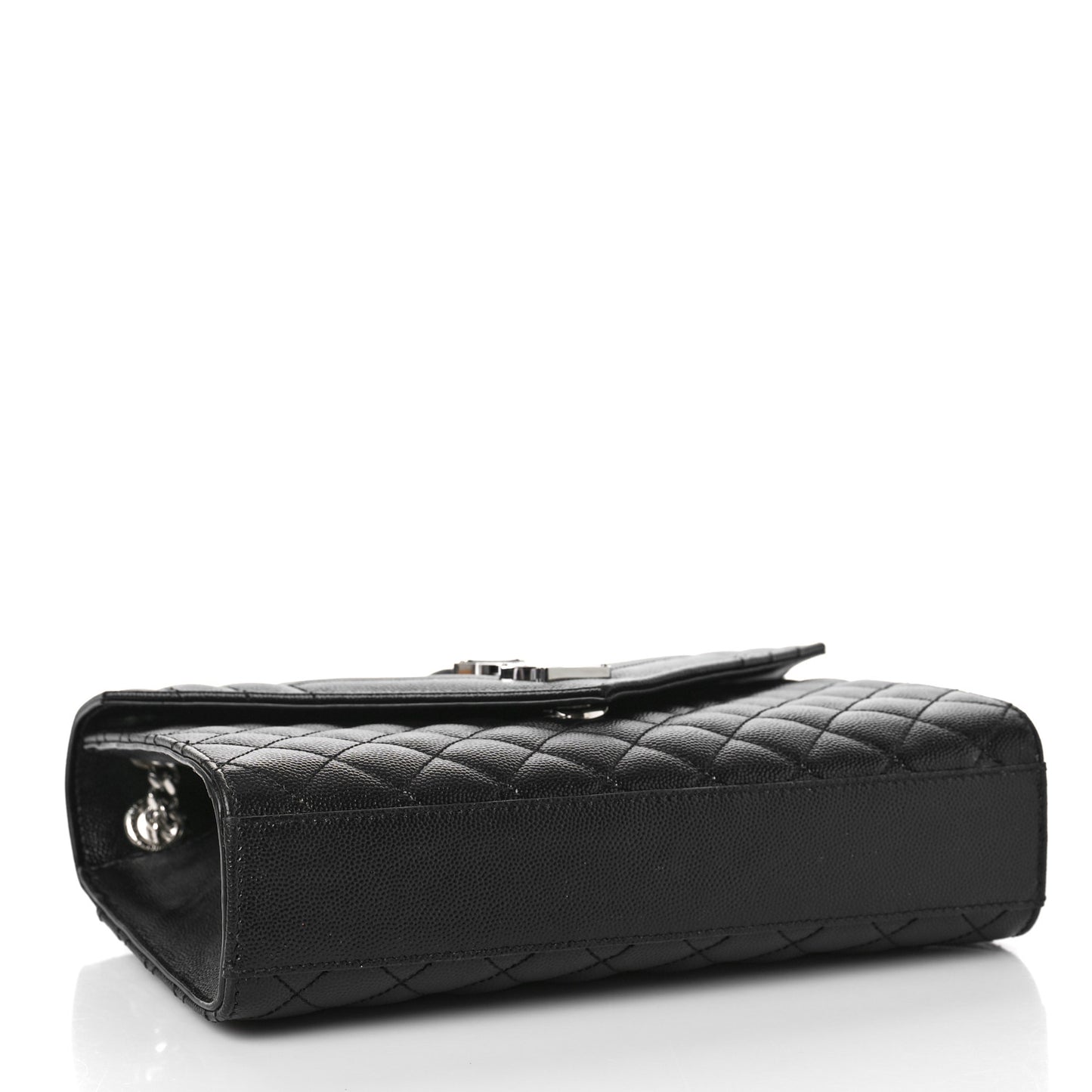 Grain De Poudre Textured Mixed Matelasse Triquilt Medium Monogram Satchel Black