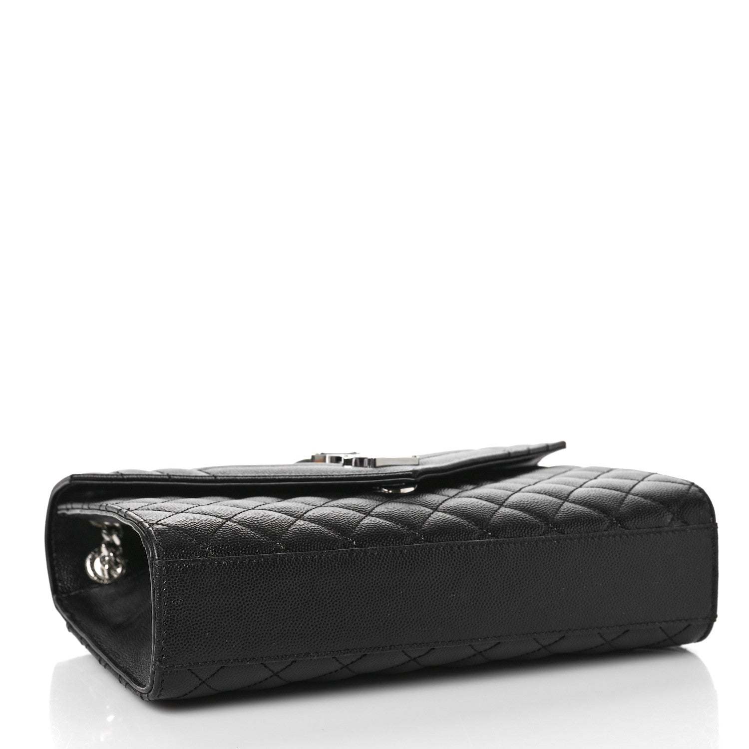 Saint Laurent Grain De Poudre Textured Mixed Matelasse Triquilt Medium Monogram Satchel Black 4 of 10