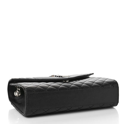 Saint Laurent Grain De Poudre Textured Mixed Matelasse Triquilt Medium Monogram Satchel Black 4 of 10