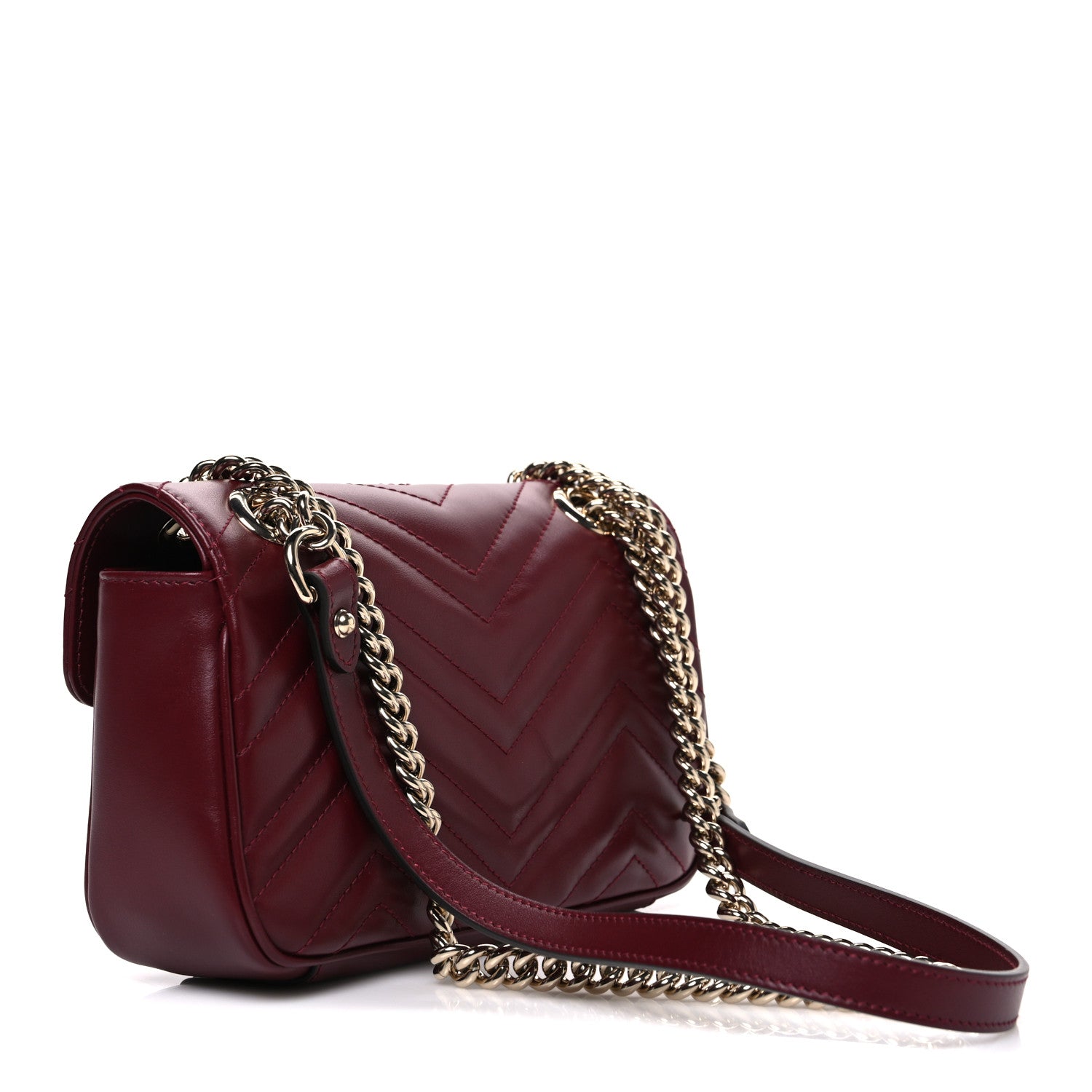 Gucci Calfskin Matelasse Mini GG Marmont Shoulder Bag Rosso Ancora 2 of 9
