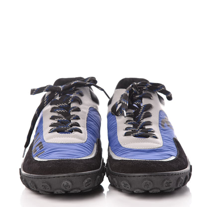 Chanel Nylon Calfskin CC Sneakers 40 Blue Black Grey 2 of 9
