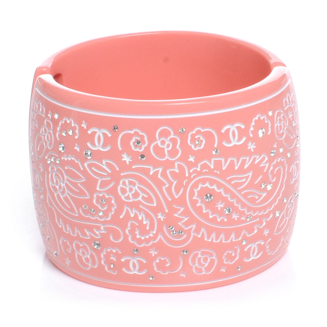 Resin Diamante Wide Bracelet Cuff Pink