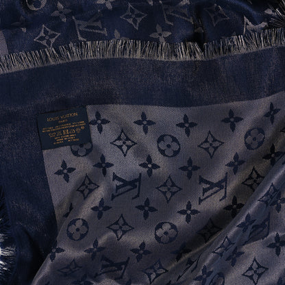 Louis Vuitton Wool Silk Monogram Denim Shawl Bleu Nuit 3 of 3