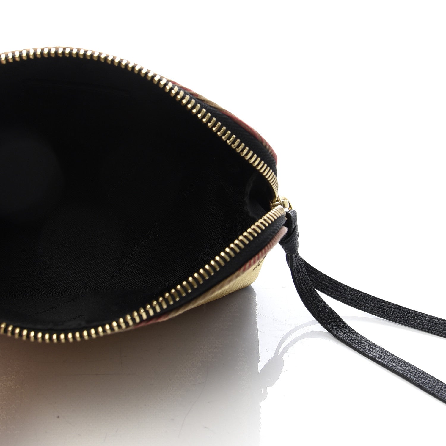 Burberry House Check Sequin Peyton Pouch Bag Gold Black 7 of 9