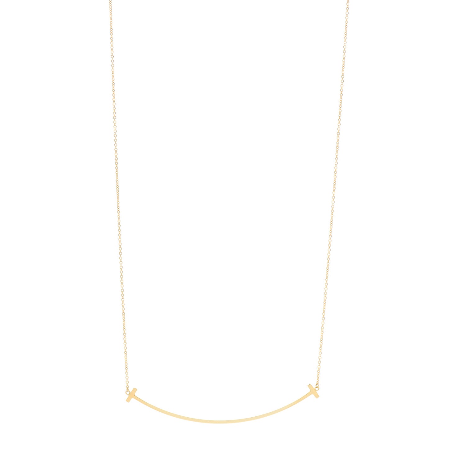18K Yellow Gold Large T Smile Pendant Necklace