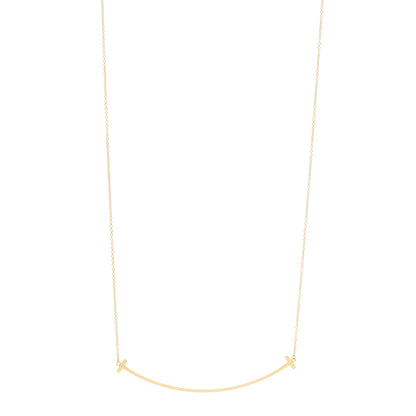 Tiffany 18K Yellow Gold Large T Smile Pendant Necklace 1 of 5
