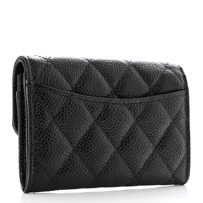 Chanel Caviar Quilted Flap Card Holder Wallet Black 3 of 8