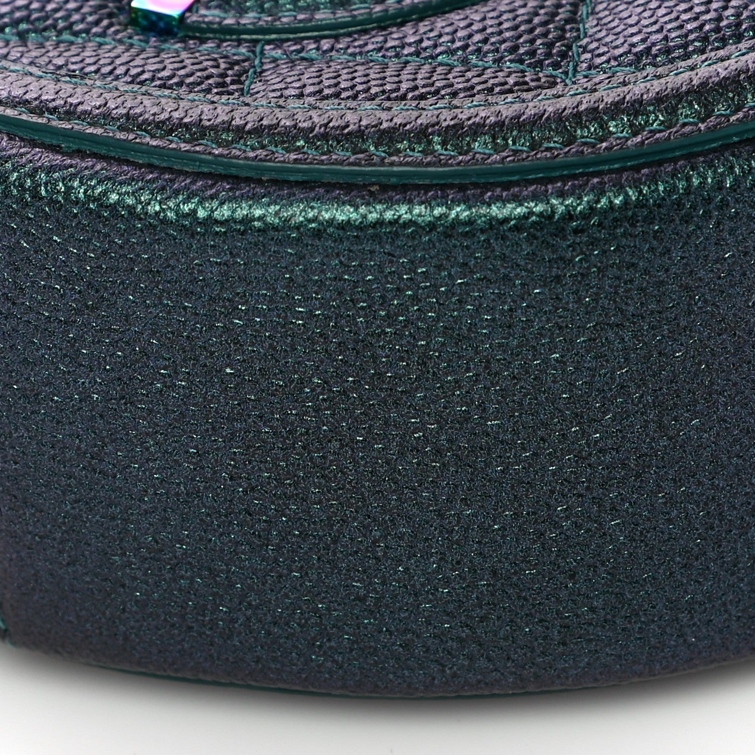 Chanel Iridescent Caviar Quilted Round Filigree Crossbody Dark Turquoise 9 of 10