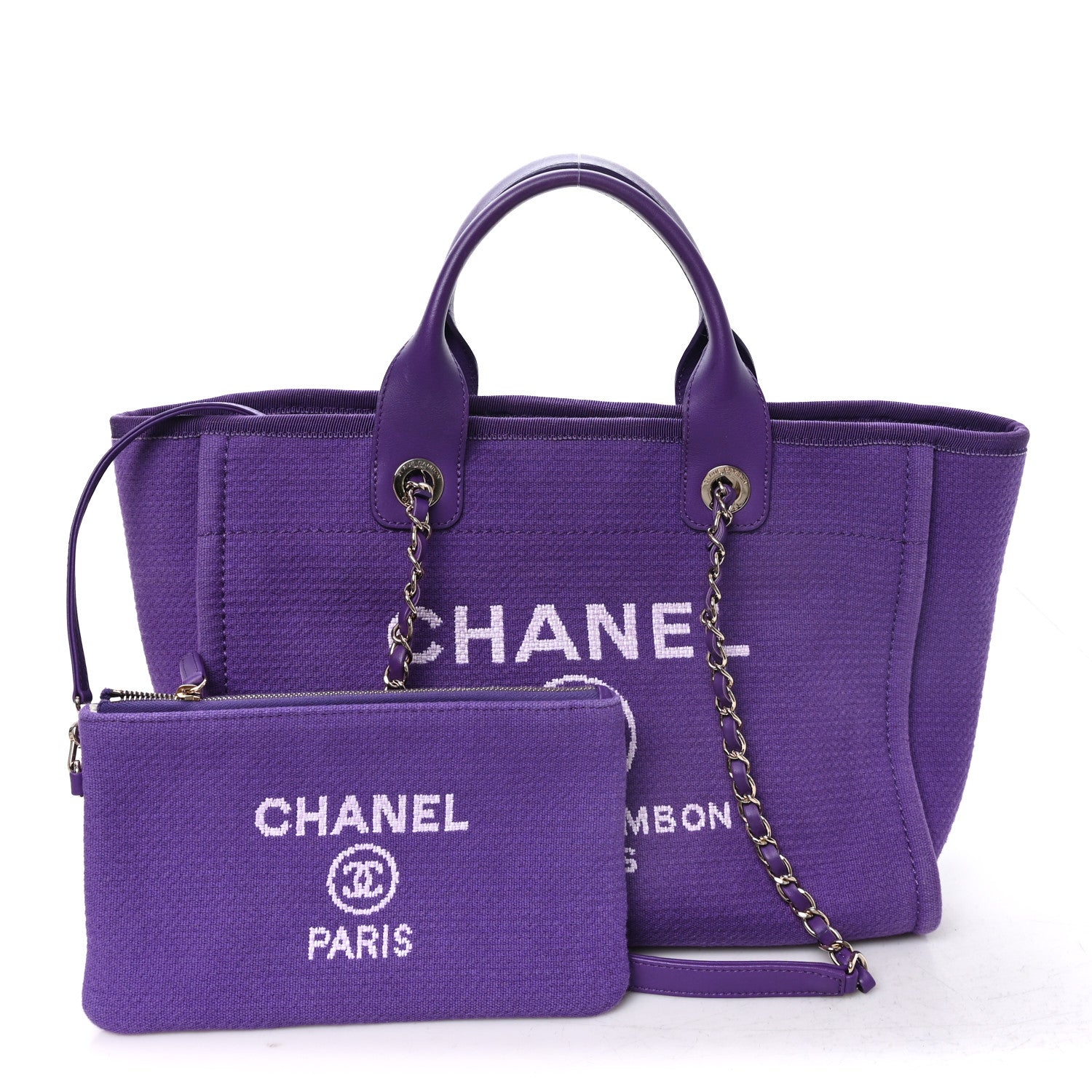 Chanel Mixed Fibers Small Deauville Tote Purple 3 of 11