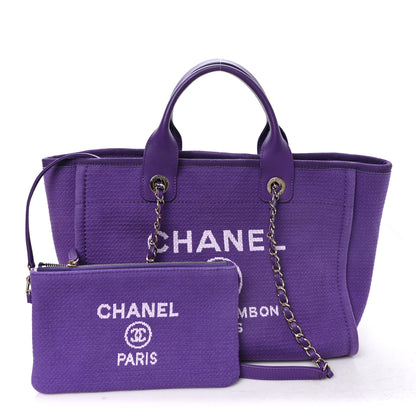 Chanel Mixed Fibers Small Deauville Tote Purple 3 of 11