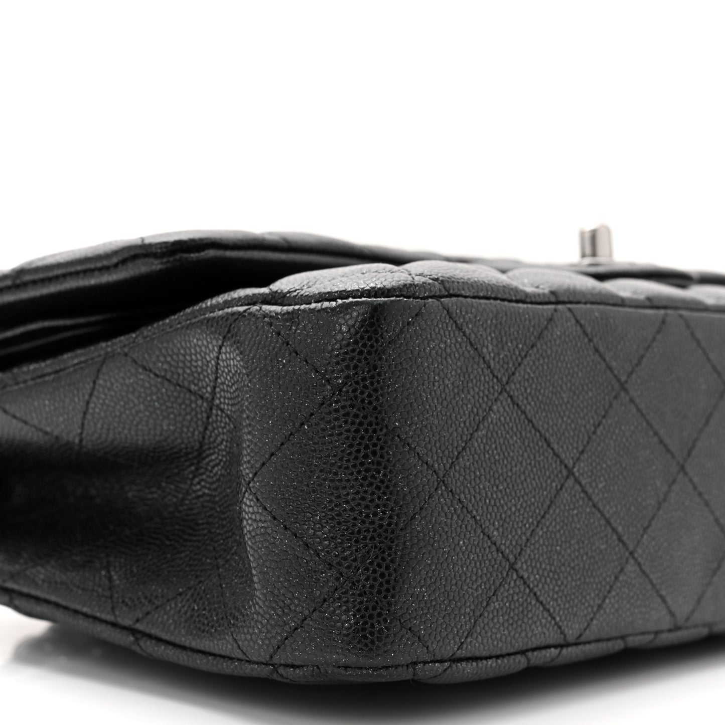 Iridescent Caviar Quilted Medium Double Flap Black