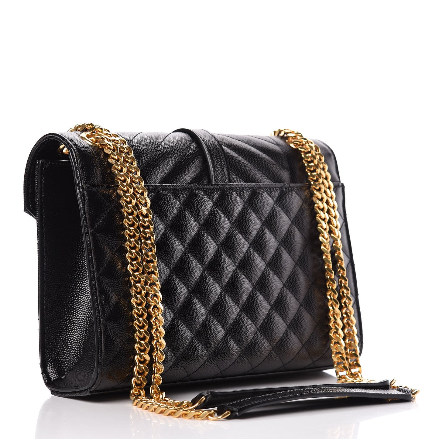 Grain De Poudre Textured Mixed Matelasse Triquilt Medium Monogram Satchel Black