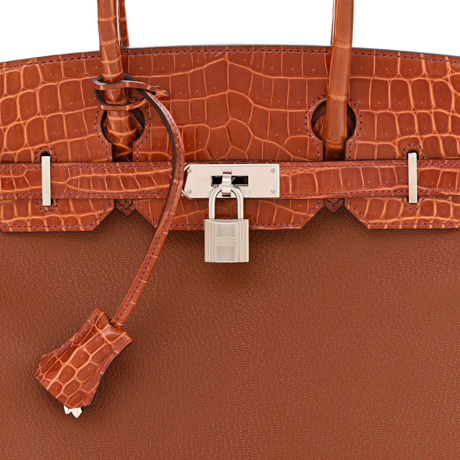 Hermes Chevre Mysore Shiny Niloticus Crocodile Birkin Touch 30 Noisette Etrusque 8 of 11