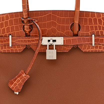 Hermes Chevre Mysore Shiny Niloticus Crocodile Birkin Touch 30 Noisette Etrusque 8 of 11