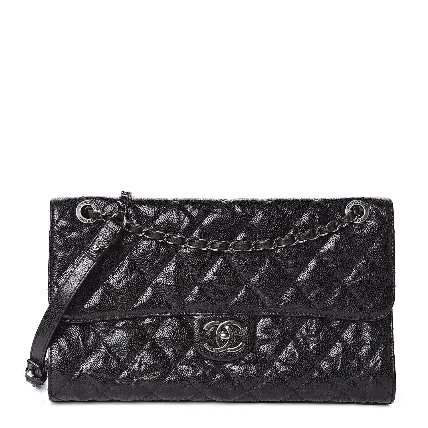 Chanel Crumpled Grained Calfskin Jumbo CC Crave Flap Black 1 of 12