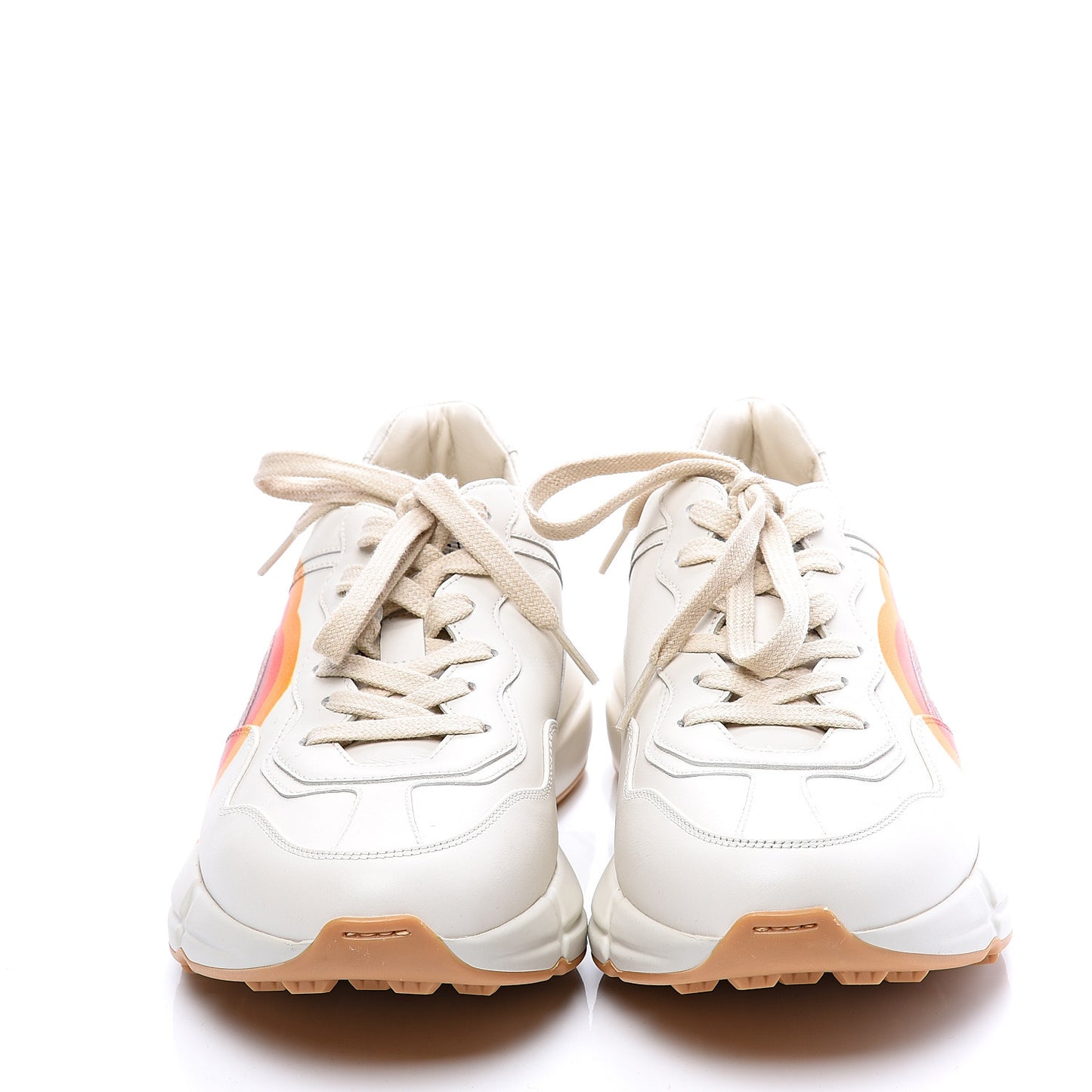 Calfskin Interlocking G Heart Womens Rhyton Sneakers 38 Mystic White