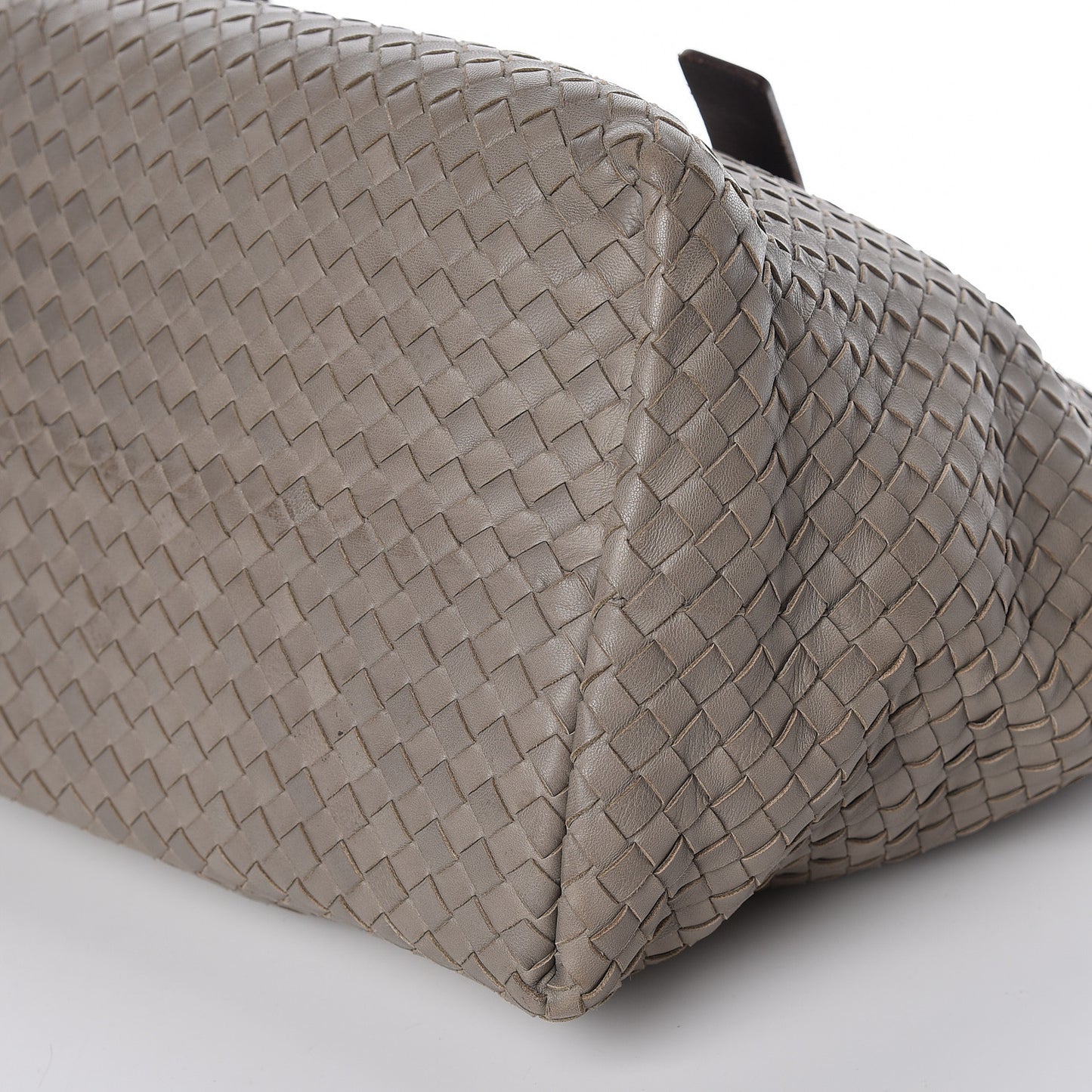 Intrecciato Light Calf Shopper Tote Khaki Brown