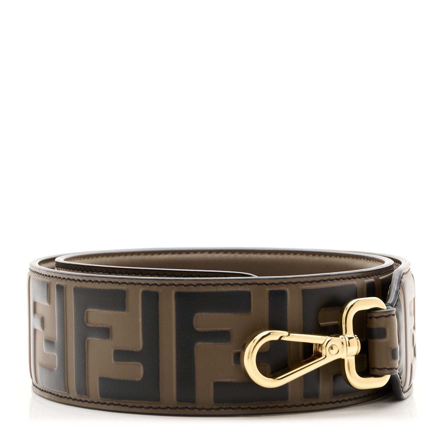 Fendi Vitello Century Bi-Color FF 1974 Embossed Strap You Maya Black 1 of 4