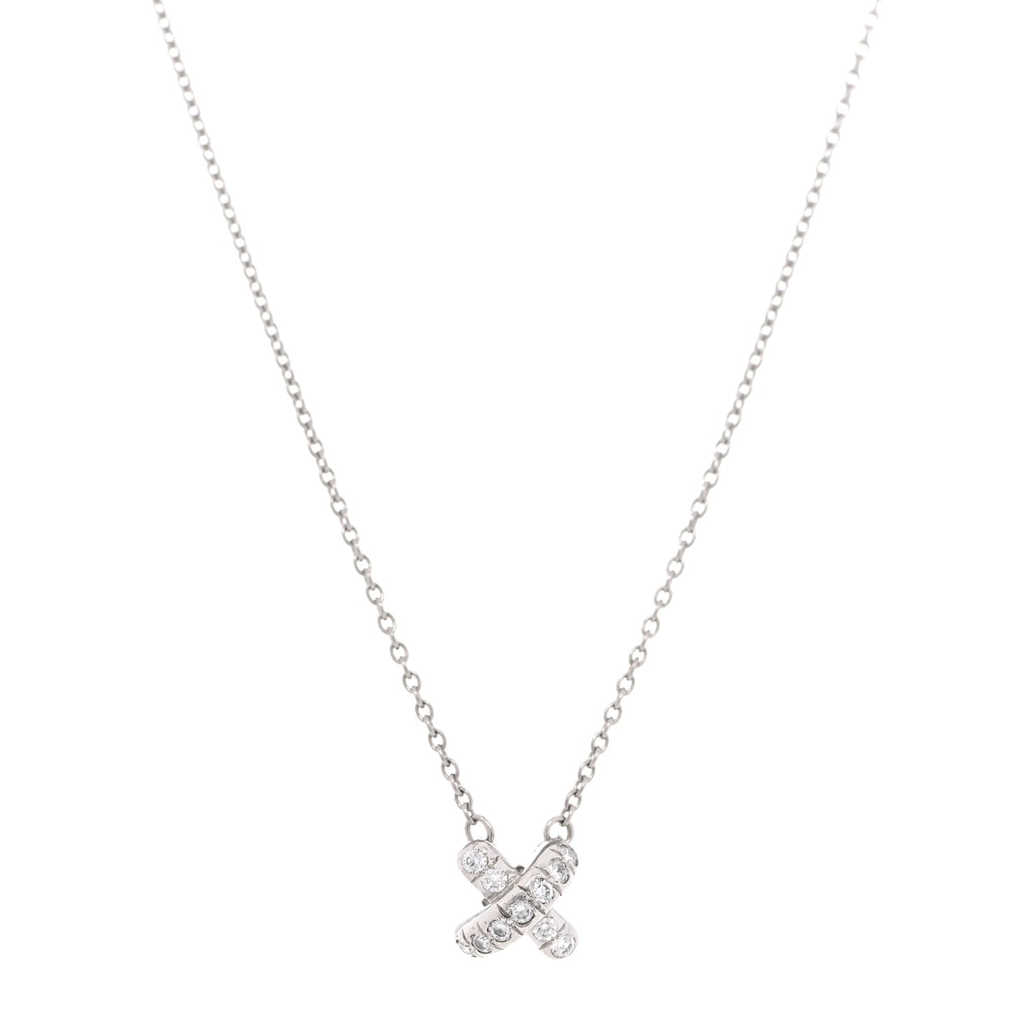 Platinum Diamond Cross Stitch Pendant Necklace