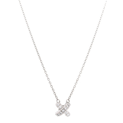 Tiffany Platinum Diamond Cross Stitch Pendant Necklace 1 of 5