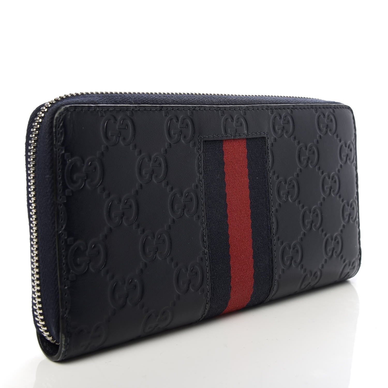 Gucci Guccissima Web Zip Around Wallet Black 3 of 6
