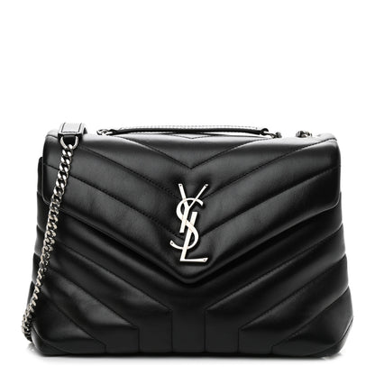 Saint Laurent Calfskin Y Quilted Monogram Small Loulou Chain Satchel Black 1 of 10