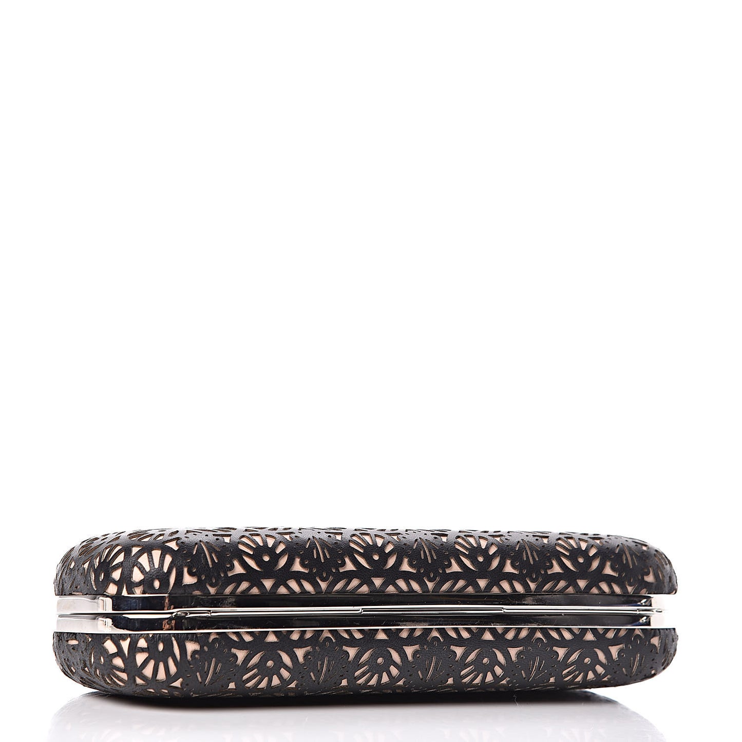 Calfskin Classic Bistrot Skull Knuckle Box Clutch Black Beige