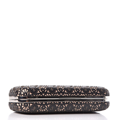 Alexander McQueen Calfskin Classic Bistrot Skull Knuckle Box Clutch Black Beige 4 of 11