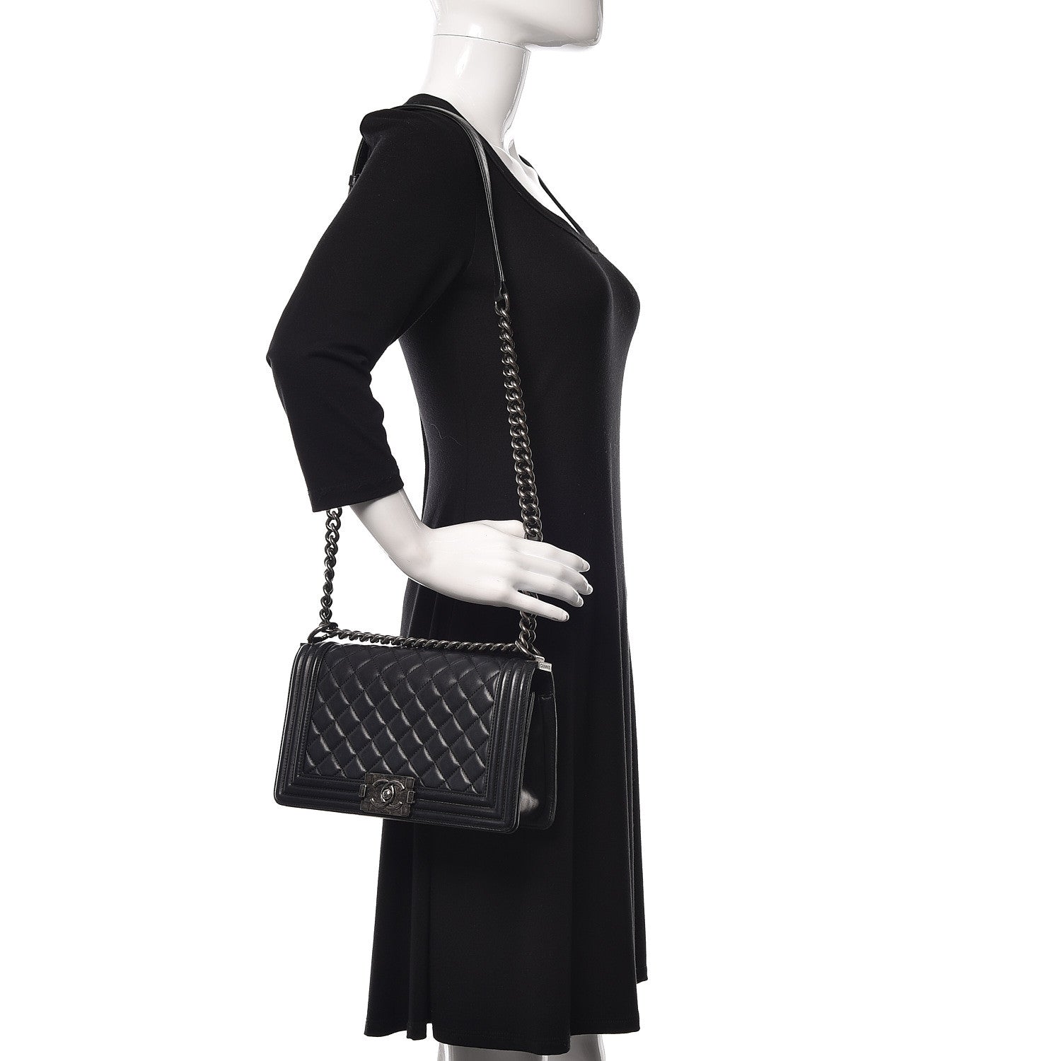 Chanel Calfskin Quilted Medium Boy Flap Black 2 of 11