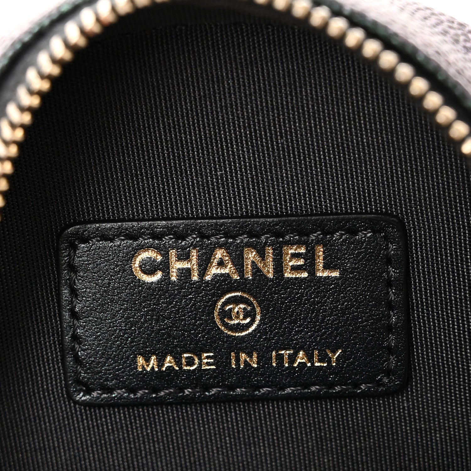 Chanel Iridescent Caviar Quilted Round Clutch With Chain Black 6 of 10