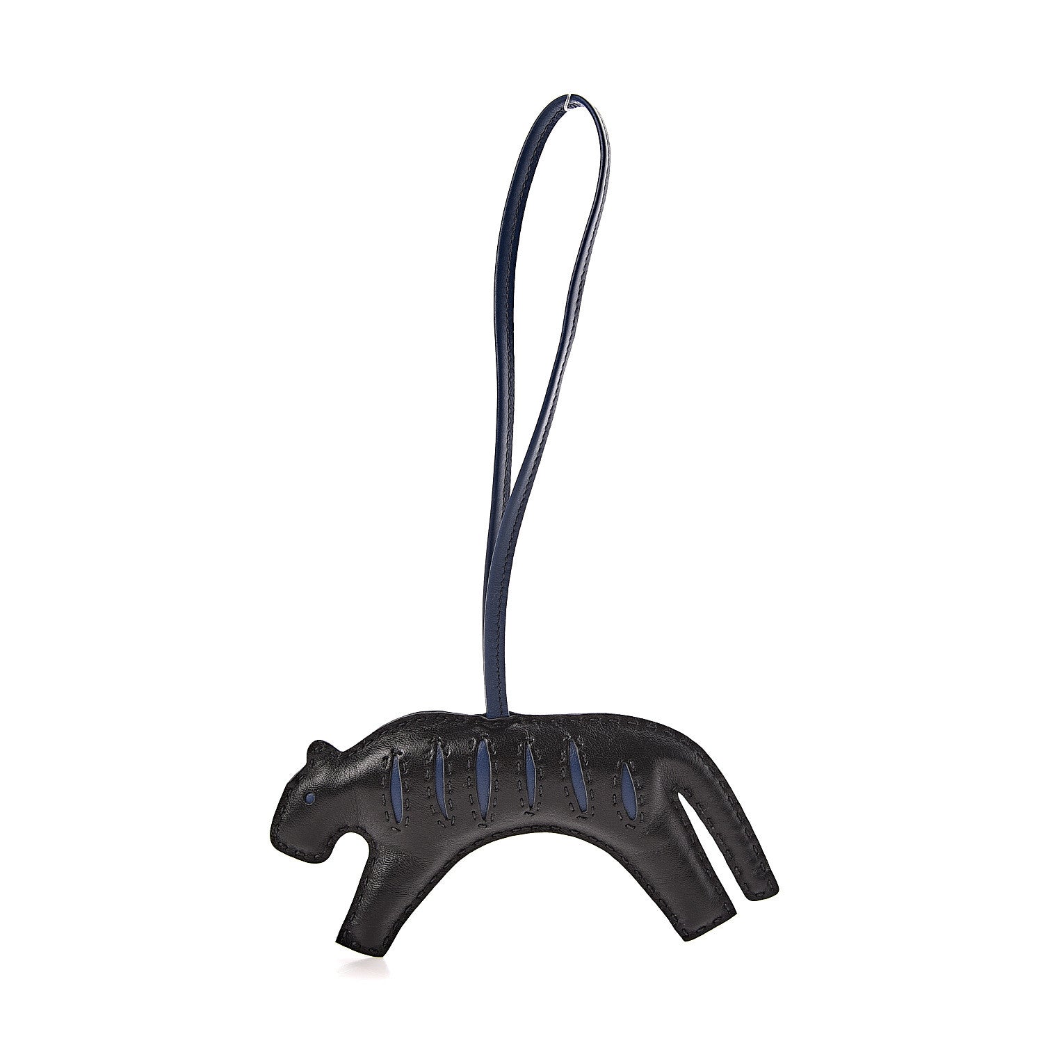 Hermes Milo Lambskin Rooroo Bag Charm Black Bleu de Malte 1 of 4