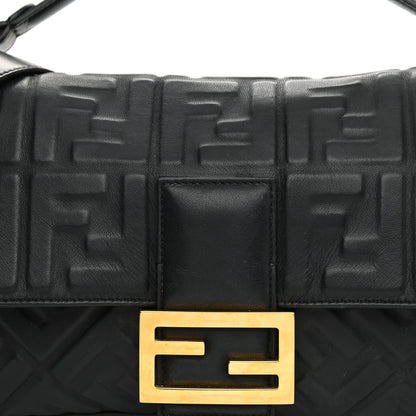 Fendi Nappa FF 1974 Embossed Large Baguette Black 8 of 11