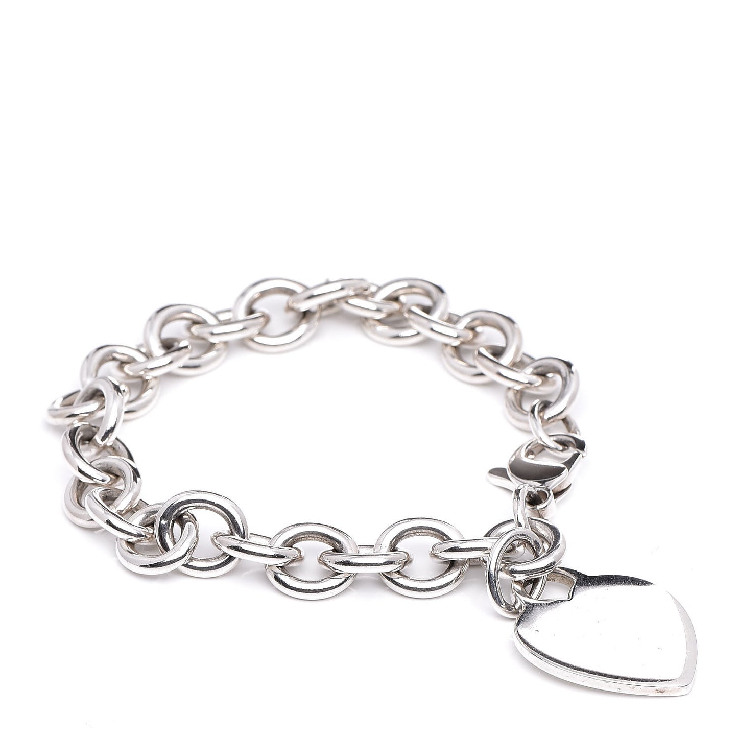 Sterling Silver Heart Tag Charm Bracelet