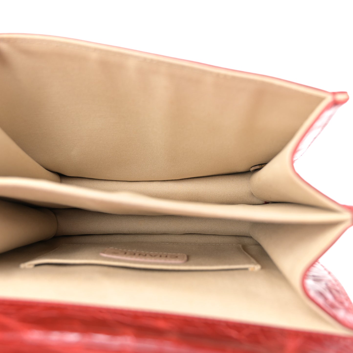 Glazed Calfskin Quilted Rita Top Handle Flap Red