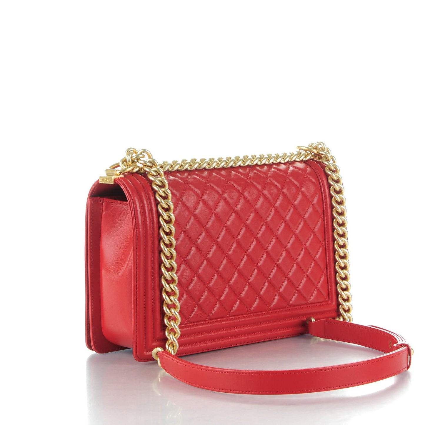 Lambskin Quilted New Medium Boy Flap Red