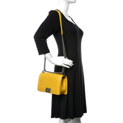 Chanel Calfskin Quilted Medium Boy Flap Yellow 2 of 10