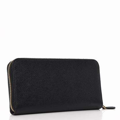 Prada Saffiano Robot Continental Zip Around Wallet Black 3 of 7