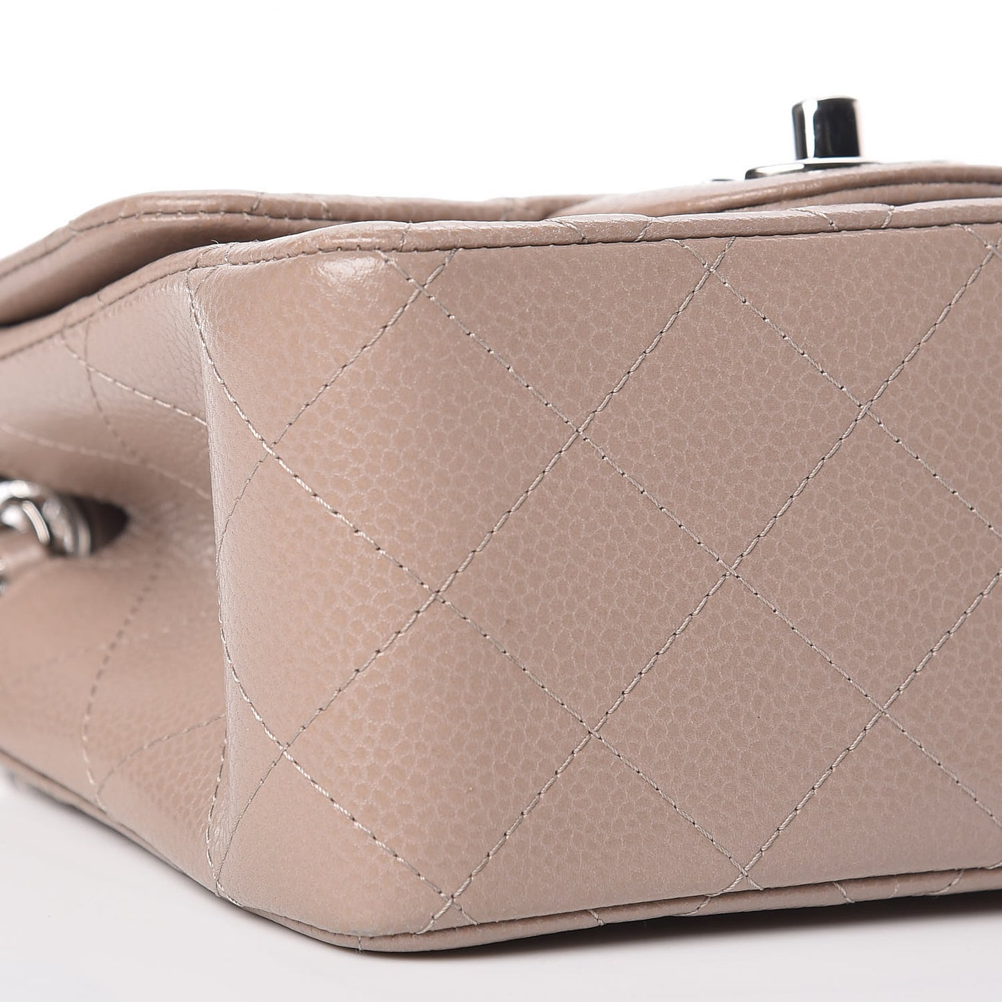 Caviar Quilted Mini Square Flap Taupe